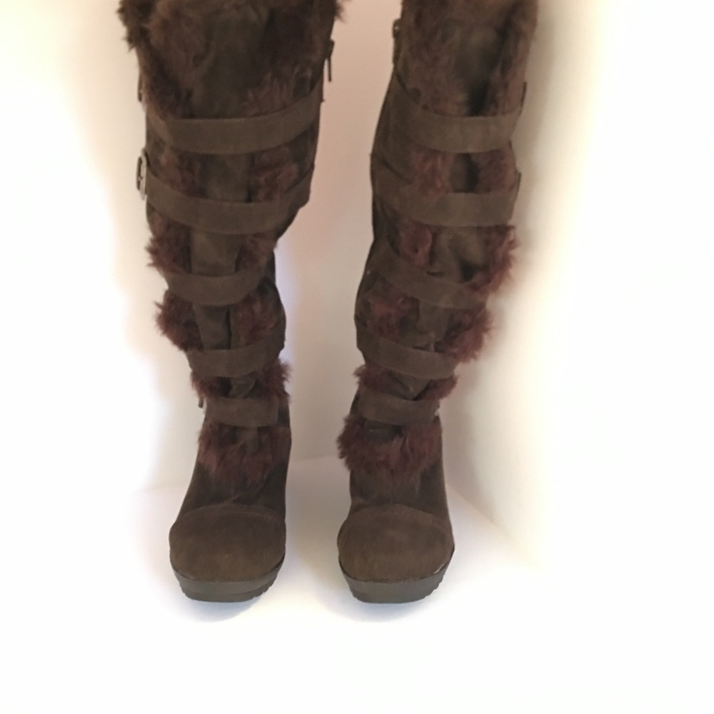 Breckelles Fur Wedge Women boots